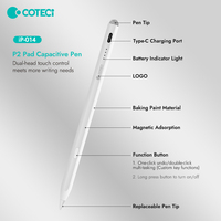 COTECI Tilt basınç Palm ret manyetik USB C şarj iPad için evrensel Tablet kapasitif kalem Stylus kalem