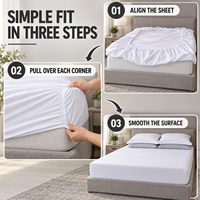 Parure de draps ajustés 3 pièces en coton 100% premium, doux, respirant, infroissable, à poches extra profondes, pour hôtels modernes et chambres à coucher.