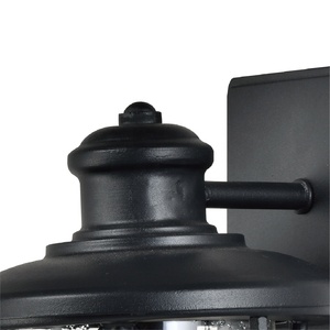 Lámpara de pared de hierro para exteriores, accesorio de jardín con acabado negro y sombra de cristal de semilla impermeable IP44 E26/E27, DK-001A, venta al por mayor - Product Image 4