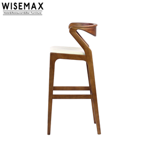 WISMAX Furniture Modern Minimalist Fashion Solid Wood <strong>Bar</strong> Chair Leather <strong>Wooden</strong> <strong>Bar</strong> <strong>Stool</strong> <strong>with</strong> <strong>Backs</strong> for Home Living Room - Product Image 3