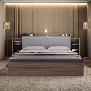 Modern Simple Wooden <b>Bed</b> Frame 1.5-meter Double With Large <b>Storage</b> for Bedroom 1.8-meter <b>Single</b> Wood Style 6565 Modern Style Woo - Product Image 1