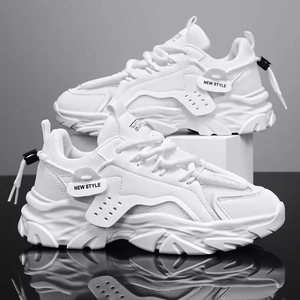 Zapatos Casuales de Verano para Hombre, Cómodos, con Suela Gruesa, con Cordones, Diseño de Malla Transpirable, Estilo para Caminar, Blanco y Negro - Product Image 6