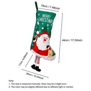 Chaussette de Noël décorative suspendue, imprimée de dessins animés, avec jambes en peluche rembourrées, pour décorations de Noël - Product Image 6