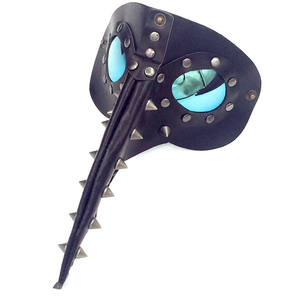 หน้ากากหนังสีดำสไตล์สตีมพังก์ <span class=keywords><strong>แวมไพร์</strong></span> จมูกยาว ประดับหมุด สำหรับฮาโลวีน คอสเพลย์ พร้อมหนาม - Product Image 2