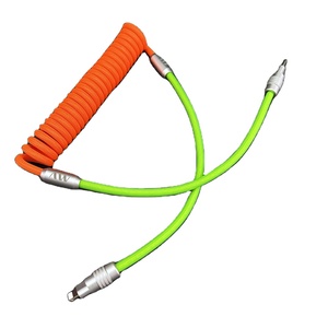 Carcasa de aleación de aluminio espiral rizado nailon trenzado tipo C PD100W <span class=keywords><strong>Cable</strong></span> DE DATOS <span class=keywords><strong>USB</strong></span> resorte en espiral <span class=keywords><strong>Cable</strong></span> de carga tipo C para <span class=keywords><strong>Iphone</strong></span> - Product Image 1