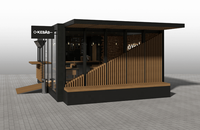 Conception de kiosque de café en bois avec porte en verre trempé pour l'extérieur