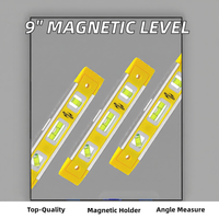 Boîte magnétique industrielle de 9 pouces avec 3 bulles différentes, règles de mesure 45/90/180 et niveau à bulle d'angle