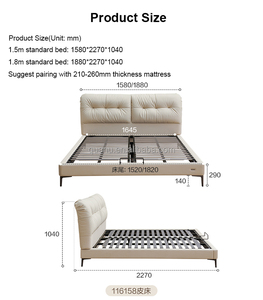 116158 Quanu, Nuevo Modelo, Cama de Cuero Auténtico de 1.5m 1.8m, Marco de Cama Queen, Cama de Matrimonio, Camas Modernas - Product Image 5