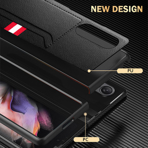 เคสโทรศัพท์ Huanmin สำหรับ Samsung Galaxy Z Fold ลด 60% เคสแบบพับได้สองหน้าจอ พร้อมช่องใส่การ์ดคู่ และฝาปิดหนัง - Product Image 3