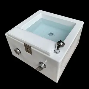 Hot selling acrylic square pedicure sink foot massage bowl for pedicure chair with led light