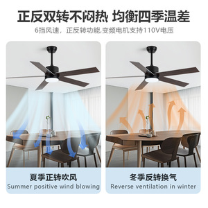 <b>Ceiling</b> <b>Fan</b> Light With Led Light 5 Blade Wood And Metal Downrod Mount For Living Room Bedroom - Product Image 3