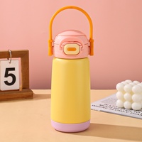 Botella Térmica de Acero Inoxidable 316 de Doble Capa con Colores Contrastantes, Taza de Agua para Mujer con Asa y Tapa de Cierre a Presión