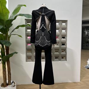 Conjunto de 2 Piezas de Chaqueta y Pantalones de Traje con Pedrería Calada Única para <span class=keywords><strong>Mujer</strong></span>, Novedad de Verano - Product Image 4