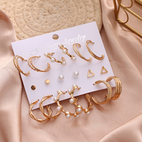 VKME Grande Vente Ensemble de Boucles d'Oreilles Créoles Plaquées Or Feuille Tendance pour Femmes Bijoux