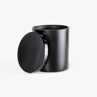 7oz 10oz 12oz 14oz bocal en verre à bougie vide noir mat personnalisé avec couvercle noir en bois pour bougies