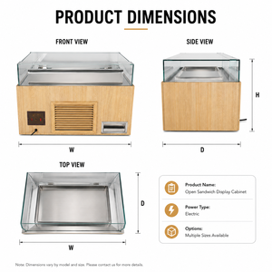 Electric Commercial Refrigerated Sandwich Display Cabinet with Glass Cover Stainless Steel Shelf for Cafe Bakery Snack Bar - Product Image 3