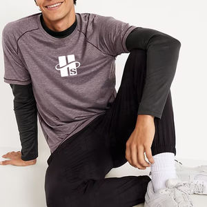 T-shirts à col roulé pour hommes, en polyester de haute qualité, super doux, extensibles, à séchage rapide, à manches longues, col haut, vente en gros - Product Image 2