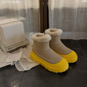 Bottes de neige montantes rétro en cuir véritable et laine, avec rembourrage et épaississement supplémentaires pour une chaleur accrue, bottes courtes - Product Image 2