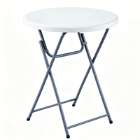Table de cocktail pliante ronde de 80 cm, hauteur 110 cm, plateau en plastique, mobilier d'extérieur portable pour fêtes, mariages et événements