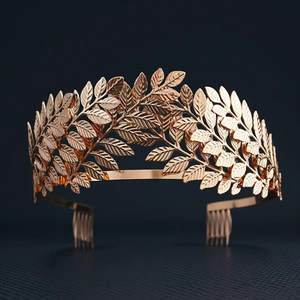 <span class=keywords><strong>Couronne</strong></span> de mariée transfrontalière <span class=keywords><strong>pour</strong></span> femme, style baroque européen et américain, avec feuilles dorées et <span class=keywords><strong>fleurs</strong></span>, peigne à <span class=keywords><strong>cheveux</strong></span> à branches et bandeau - Product Image 6