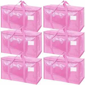 Heavy Duty Extra Large Storage <b>Tote</b> Durable <b>Plastic</b> Foldable Moving Bags Carrying Handles Bedroom Bedding - Product Image 2