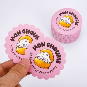 MON CHOURIE Korean Style Cream Puffs Adhesive <b>Sticker</b> Irregular Shape Pink Paper <b>Label</b> for Bakery Packaging - Product Image 3