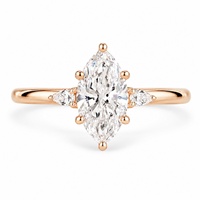 Bague de fiançailles personnalisée en diamant de laboratoire taille marquise, certifiée IGI, en or massif 18 carats plaqué rhodium, faite à la main, unisexe, tendance, raffinée
