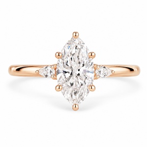 Bague de fiançailles personnalisée en diamant de laboratoire de taille marquise, certifiée IGI, en or massif 18 carats, faite à la main, bijoux fins unisexes - Product Image 3