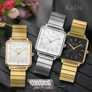 Elegante lujo mujer relojes de cuarzo Simple cuadrado plata oro Acero inoxidable Correa cuero aleación cristal moda mujer - Product Image 1