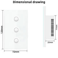 Interruptor de Pared Inteligente Multi-Gang ZigBee WiFi, Panel Táctil de Vidrio Templado, Control Remoto por Aplicación Tuya
