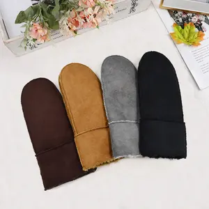 Winter Warm Fur Mitten Genuine Sheepskin Leather Gloves Sheep Fur Mittens Fleece Lined OEM Real Leather Fur Mittens for Women