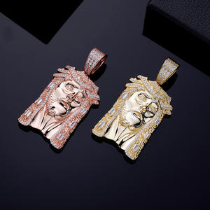 Liontin Yesus mewah berlapis emas mawar besar Gotik detail perhiasan pesta Pria Wanita harga grosir Hip Hop - Product Image 6