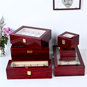 Vente en gros transfrontalière de boîtes à montres en bois de séquoia, boîtes d'emballage pour montres en bois de séquoia laqué grande capacité pour le rangement et la présentation - Product Image 3