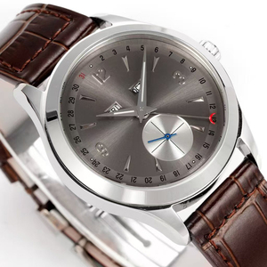 Reloj Mecánico Automático de Alta Calidad para Hombre, con Fase Lunar Celestial, Triple Calendario, Caja de Acero Plateado y Esfera Gris con Efecto Rayos de Sol - Product Image 2