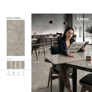 Azulejos de porcelana con aspecto de mármol Carrara Chicago Almond, 600x1200mm, 24x48in, para pisos y paredes, para proyectos. - Product Image 6
