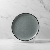 Service de table de luxe 4 pièces en grès céramique gris à glaçure réactive – Assiettes et bols résistants au four et au lave-vaisselle