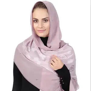 Material Splicing Chiffon Women Hijab Diamond Scarf Shawls Plain Simulation Silk Pray Headscarf Two Layers Net Winter 62*180cm