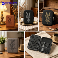 Étui rigide en EVA pour accessoires électroniques, en similicuir gravable au laser, idéal pour la gravure en gros, cadeau de luxe pour la Fête des Pères