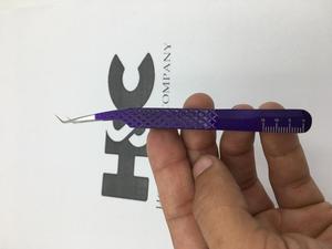 Pinzas moradas de 45 grados para extensión de pestañas de visón, pinzas de punta fina con logotipo personalizado, pinzas sostenibles de gran oferta, agarre fuerte - Product Image 4