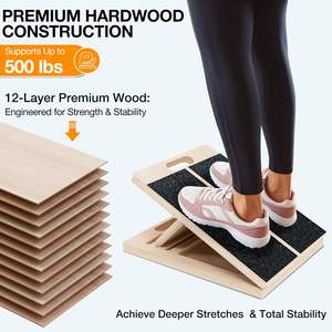 Cómoda plataforma de madera ajustable para estiramiento de pantorrillas y tobillos, ideal para yoga, fitness, fisioterapia y uso doméstico. - Product Image 5