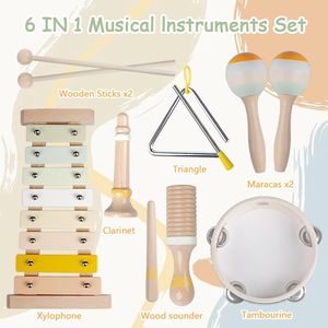 Ensemble d'instruments de musique en bois en gros, style bohème Montessori, <span class=keywords><strong>kit</strong></span> de percussion en bois, jouets musicaux pour bébés de 1 à 3 ans - Product Image 2