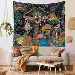 Tapiz de pared con diseño de hongos, estilo tela de fondo para decoración de habitaciones, estilo comercial internacional, tendencia Ins - Product Image 2