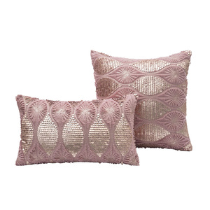 Ready to Ship Wholesale 18*18 <strong>Sequin</strong> Geometric <strong>Cushion</strong> Cover Plain Faux Fur Decor Pillow Cases - Product Image 5