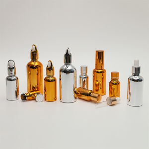 Flacons compte-gouttes de luxe en verre de 30 ml (1 oz) avec colliers dorés et argentés, flacons pour sérums et huiles essentielles avec compte-gouttes à bulbe en nitrile et lingettes de nettoyage - Product Image 5