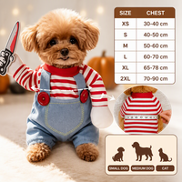 Costume pour animaux de compagnie, combinaison en polyester rayée rouge et blanche, tenue de déguisement pour chien et chat pour la photographie