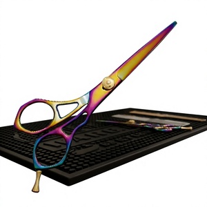 <b>Top</b> Quality <b>Rainbow</b> Color coated Hair Scissors Titanium Barber Shears Stainless Steel Salon Cutting Scissors Custom Logo - Product Image 1