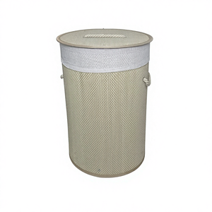 Panier à linge en bambou avec doublure blanche et poignée en coton - Product Image 1