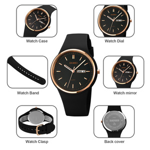 Montre à quartz pour femme, cadran minimaliste avec diamants, bracelet en silicone, montre-bracelet étanche 30M, montre élégante pour robe - Product Image 3