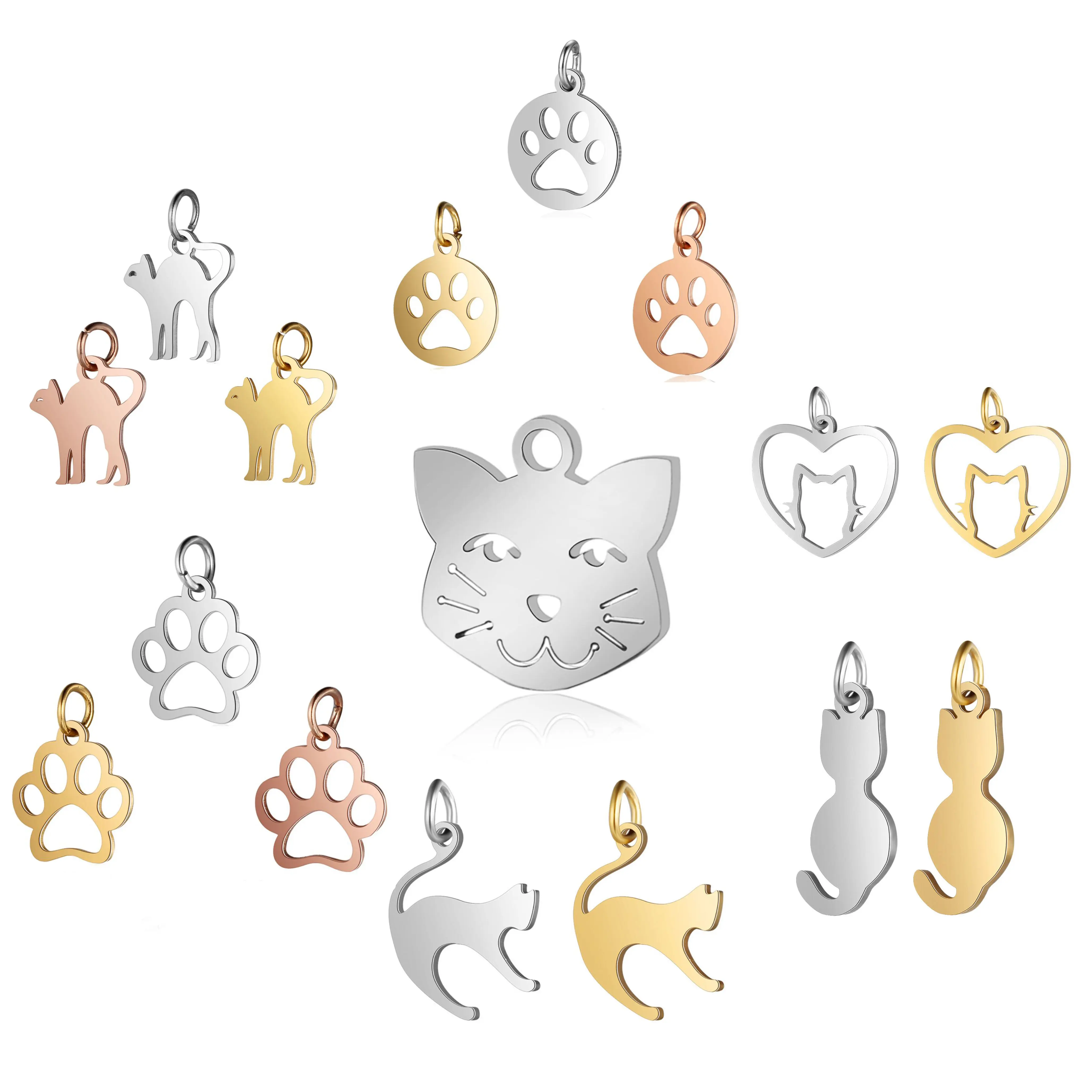 Bijoux à faire soi-même, pendentif creux en forme d'empreinte de patte de chien, de chat, de chien, en acier inoxydable, pour femmes et enfants, Offre Spéciale