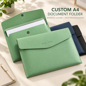 Custom Logo A4 PU Leather <b>Document</b> Folder Magnetic Closure Business Portfolio Organizer Promotional Gift Wholesale - Product Image 1